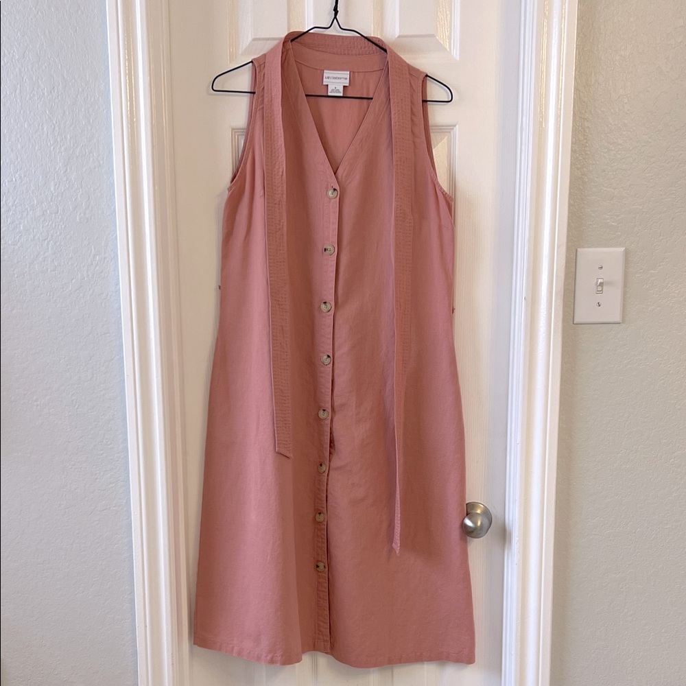 Liz Claiborne Coral Sleeveless Midi Dress